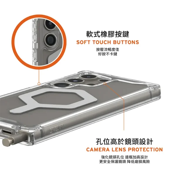 全透款 適用 三星 S22-S25 Ultra/Plus 系列 耐衝擊保護殼-透明 (Magsafe 手機殼)